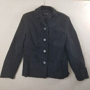 Suede Blazer Pritti By Kristen Blake Black Genuine Leather‎ Jacket Size L